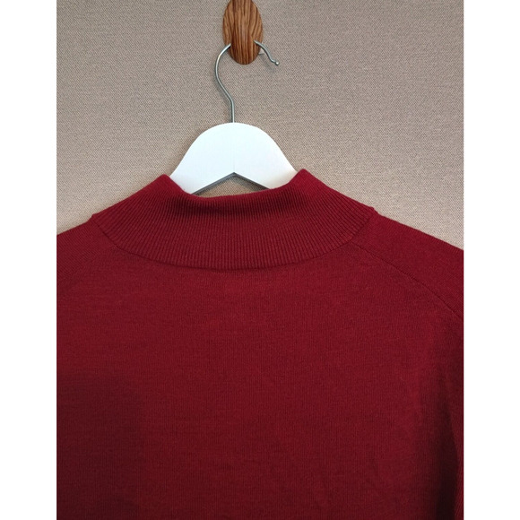 Untuckit Sweater Mens Medium Red Belguardo 1/4 Zip Minimalist Casual Merino Wool - Picture 8 of 10